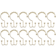 Brushed Nickel Shower Hooks, Double Glide Shower Curtain Rings For Bathroom Curtain Rods, Multi-Purpose