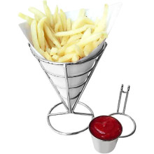 Buffet-Snackständer für Vorspeisen, Pommes-Frites-Ständer mit Soßenspender und Drahtkorb für frittierte Hähnchensnacks, Frittiertes