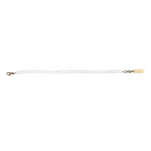 Cinghia portaocchiali con perle decorative, struttura in metallo, utilizzabile per allungare collane o bracciali. Ideale come regalo.