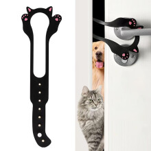 Adjustable Cat Door Latch and Pet Door Stopper, NoDrill Holder to Keep Dogs Out, Black