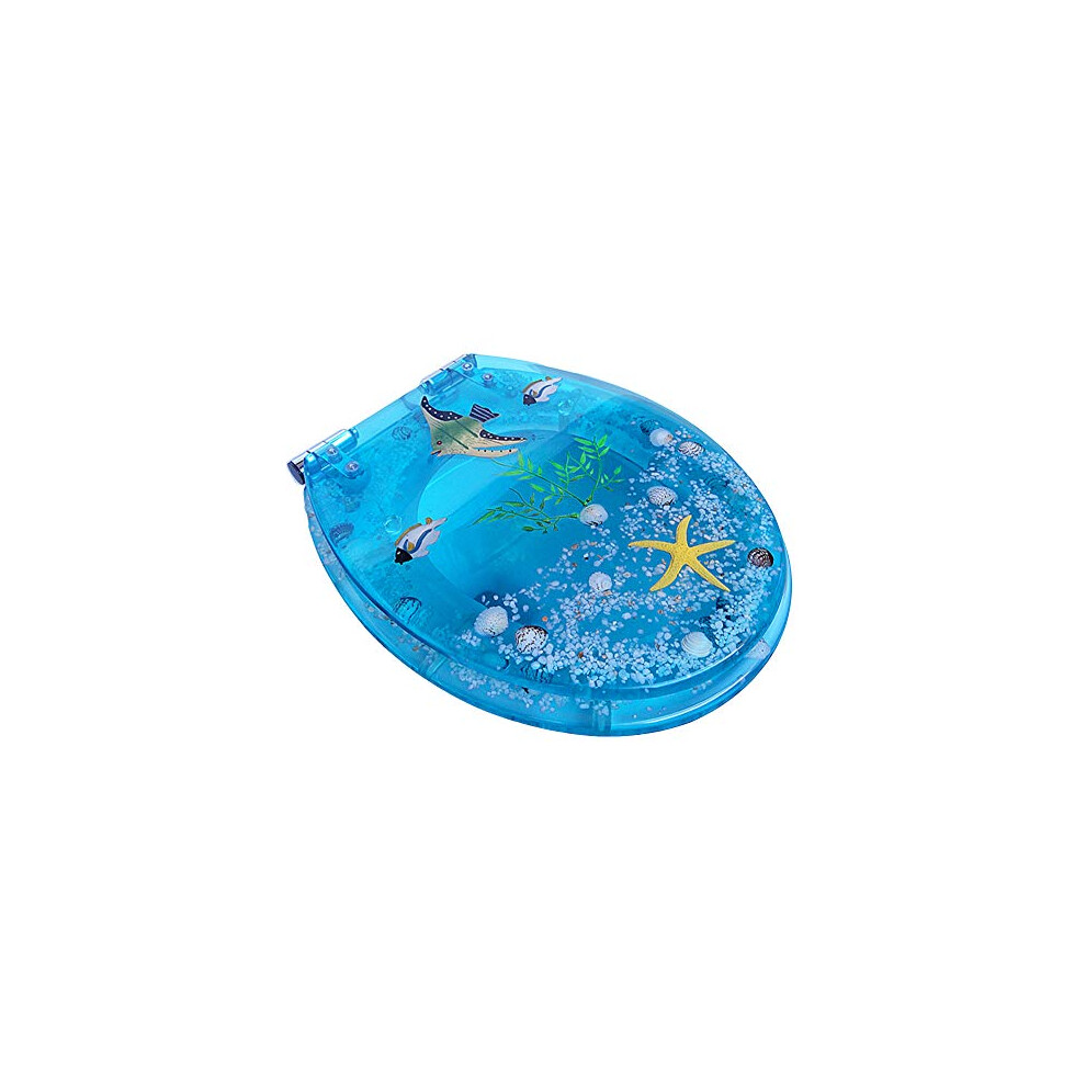 Transparent Resin Toilet Seat Seashell Sand Design Slow Soft Close Hygienic Antibacterial Stainless Steel Hinge 9189345147852