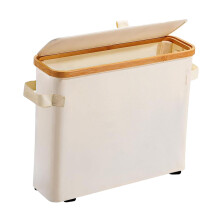 Paper Roll Holder  Organizer Basket, Toilet Paper Box with Lid for Kitchen Bathroom RV Beige