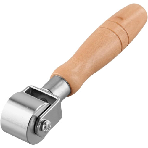 A practical tool with a sturdy wooden handle,  for smoothing edges on various crafting materials (small). 1