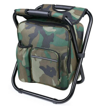 Portable Folding Fishing Chair With Cooler Insulated Bag, Backpack Style For Outdoor Camping Beach Travel BBQ