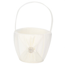Décoration de panier de mariage, panier de demoiselle d'honneur en satin orné de perles et d'un nœud papillon raffiné, doublure en satin pour une