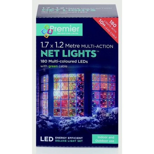 Premier Premier 3.5m x 1.2m 360 LED Christmas Net Window Light - Multi Coloured
