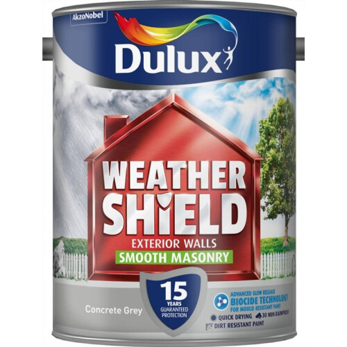 Dulux Dulux - Weathershield Smooth Masonry Paint 5L - Concrete Grey