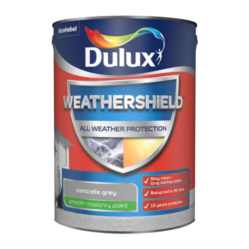 Dulux Dulux - Weathershield Smooth Masonry Paint 5L - Concrete Grey 2