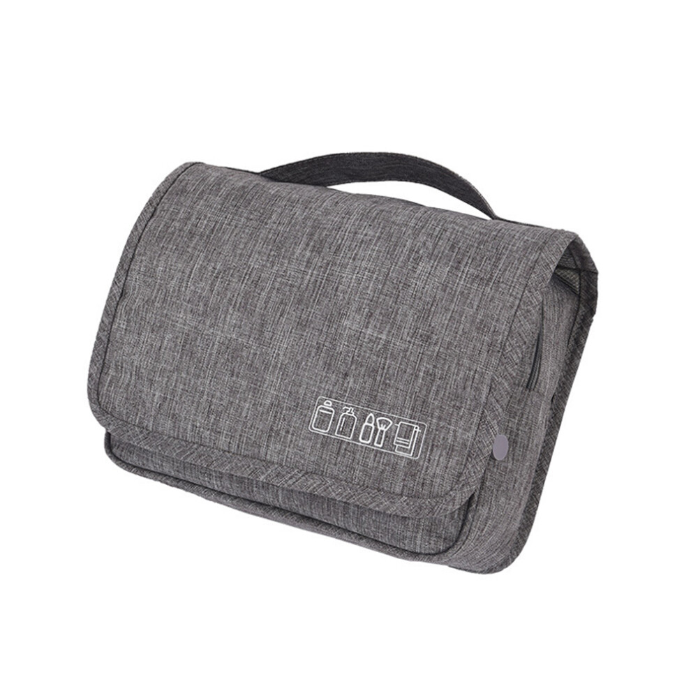Gray Travel Makeup Bag, Hanging Travel Toiletry Bag With Sturdy Hook & Handle, Multifunction Cosmetic Bag For Accessories, Shampoo, Toiletries Â