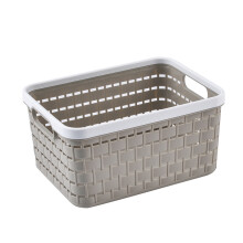 Sleek Organizational Aesthetics, Appealing Wicker Look Storage Basket For Tabletops And Shelves, Efficient Space Utilization With Translucent Plastic