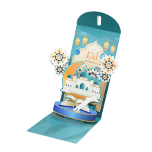 Elegant Greeting Card 3D Redness Envelopes for Eid-Blue