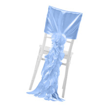 Chiffonbezug mit Rüschen, eleganter Satin-Stuhlbezug für-Blau
