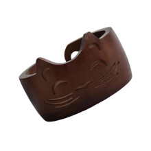Yarn Bowl Wood 17x10cm Easy to Use Cats Shape for-walnut color