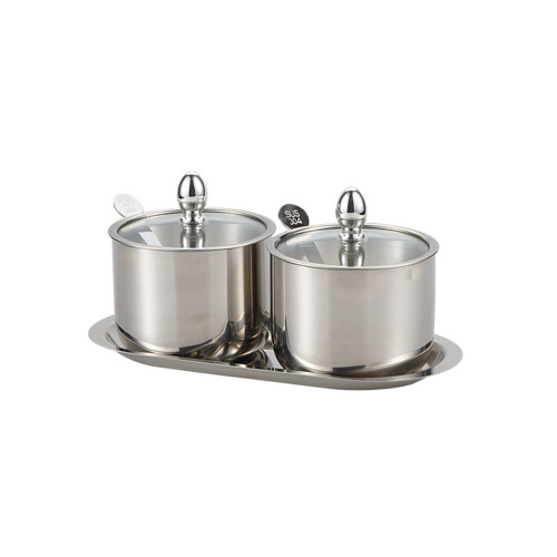 Practical Seasoning Container Salt-Silver Two seasoning jars