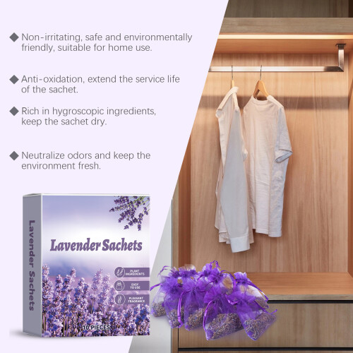10Pieces Lavender Scented Sachets Deodorant Sachets for Home Use 1