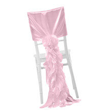 Housse de chaise en mousseline de soie avec volants pour-Rose