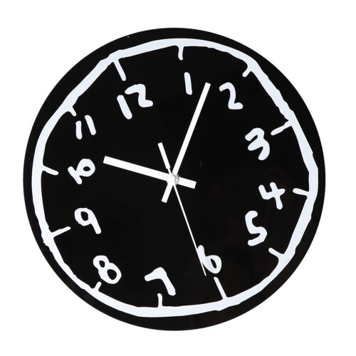 Horloge murale en acrylique avec chiffres et graffitis-Noir