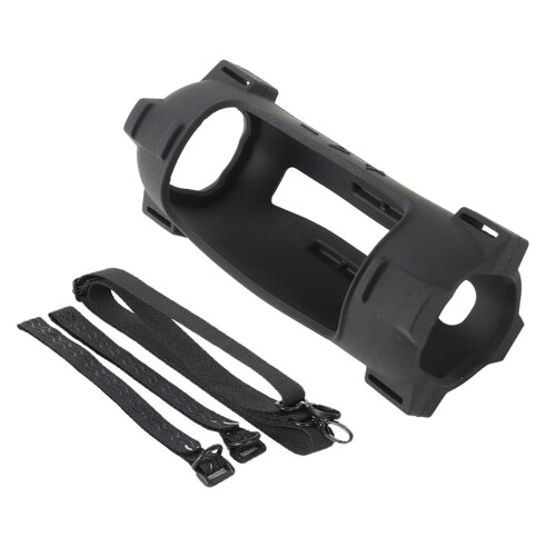 Silicone Protective Case For Portable Speakers Shockproof Shell Travel Case With Shoulder Strap Black