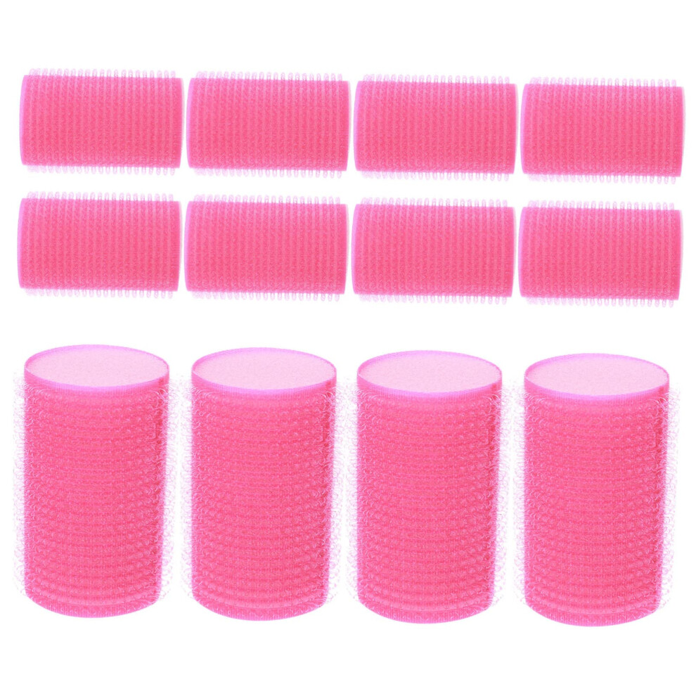 Blue 12Pcs Self Adhesive Hair Sponge Rollers No Heat Curlers For Women Soft Sleep Styling In Rosy