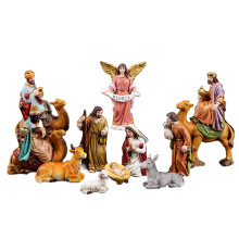 Kerststalbeeldjes Hars Kerststal Standbeeld met Stabiele Heilige