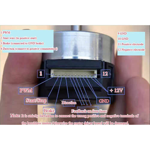 12V Brushless Servo Motor with Encoder,  Torque DC Motor, PWM Speed Control, 100Line 1