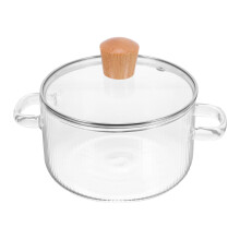 Clear noodle pot with double handles for milk sauces and soups, for garden parties and family gatherings, heatresistant and easy to clean.