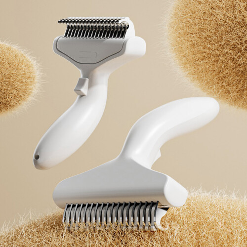 Efficient Pet Deshedding Tool Stainless Steel Teeh-White 1