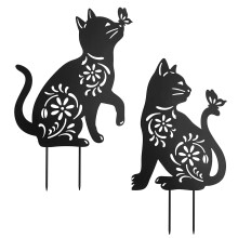 1/2 stuks Cat Stakes Outdoor Decoraties Zwarte-2-delige set