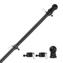 6FT Stainless Steel Flag Pole with 360 Tangle Rings for 3x5 Flag Outdoor House WallMount Black
