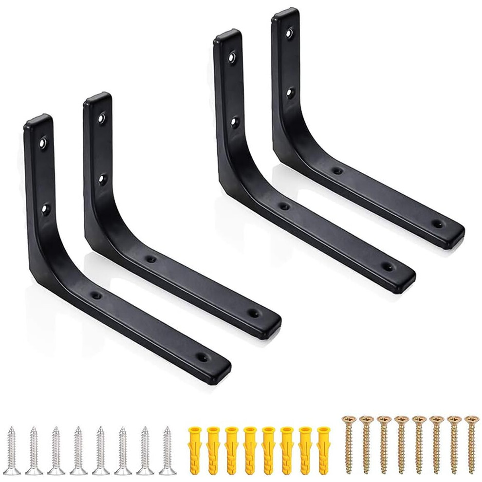 Wall Mounted Shelf Brackets, High-Grade Iron Material Supports For Diy Floating Shelf, Shelf L Style Brackets With Rust-Proof Finish, 4Pcs 9088527368606