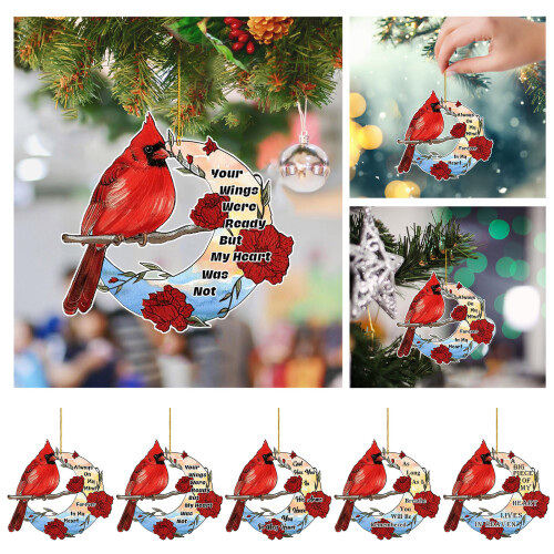 Cardinal Bird Decor, Μαγνήτες Πόρτας με Σίτα, Κόκκινος Ακρυλικός Μαγνήτης 8cm με Ποικίλες 1