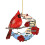 Cardinal Bird Decor, Μαγνήτες Πόρτας με Σίτα, Κόκκινος Ακρυλικός Μαγνήτης 8cm με Ποικίλες 1