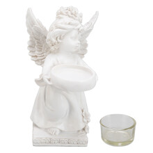 Angel Wings Memorial Decorations, Stylish and Romantic Resin Figurine Tealight Votive Holder for Balcony Outdoor Garden