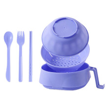 Microwave Noodle Bowl Set with Drainage, BPA , HeatResistant Handles, Chopsticks and Fork