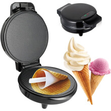 Electric Waffle Cone Maker with DualSided Heating and Temperature Control, NonStick Stainless Steel for Ice Cream