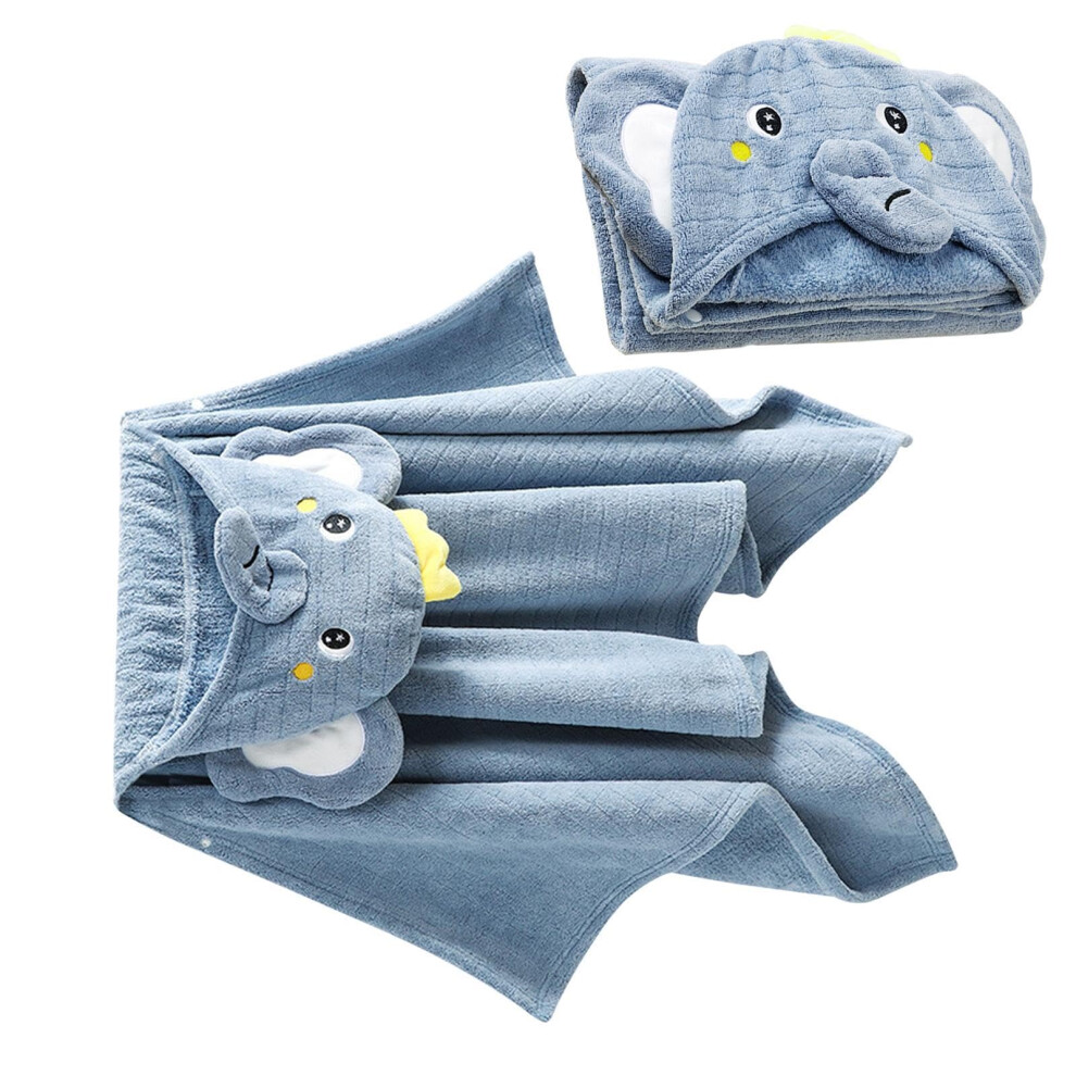 Kids Shower Towel Hooded Elephant Design, QuickDry Pool Towel, 59 x 35.4 Inch, Soft Absorbent Kids Bath Towel