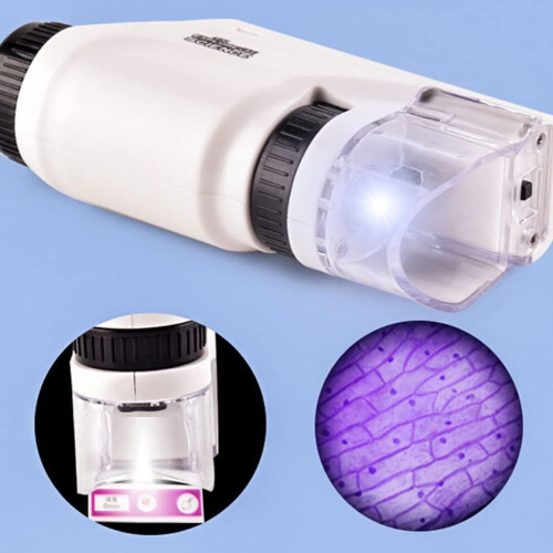 Pocket microscope with LEDlit handle, handheld microscopes, 60x120x, portable optics, smartphone connection, handheld microscopes blue 2