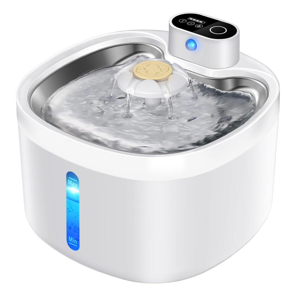 Rechargeable Cat Water Fountain, Easy-to-Clean Design with Triple Water Modes, Automatic Pet Water Fountain with Motion Sensor, Battery Operated Cordl