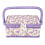 Large Floral Fabric Sewing Basket with Adjustable Handle for Threads, Tools and Accessories 1