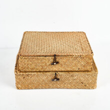 Natural Handwoven Baskets, Woven Wicker Bins For Shelf Organizer, Practical Tool To Reduce Clutter In Your Home (Set Of 2)
