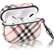 Étui pour AirPods Pro en cuir PU, coque en polycarbonate et PET haute protection avec protection intégrale, compatible avec le socle de chargement,