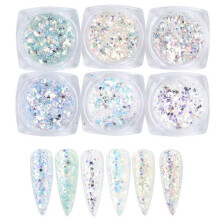 Flocos luminosos para nail art, confetes brilhantes em formato de estrela para elevar o nível da sua decoração de unhas, 6 pacotes de lantejoulas
