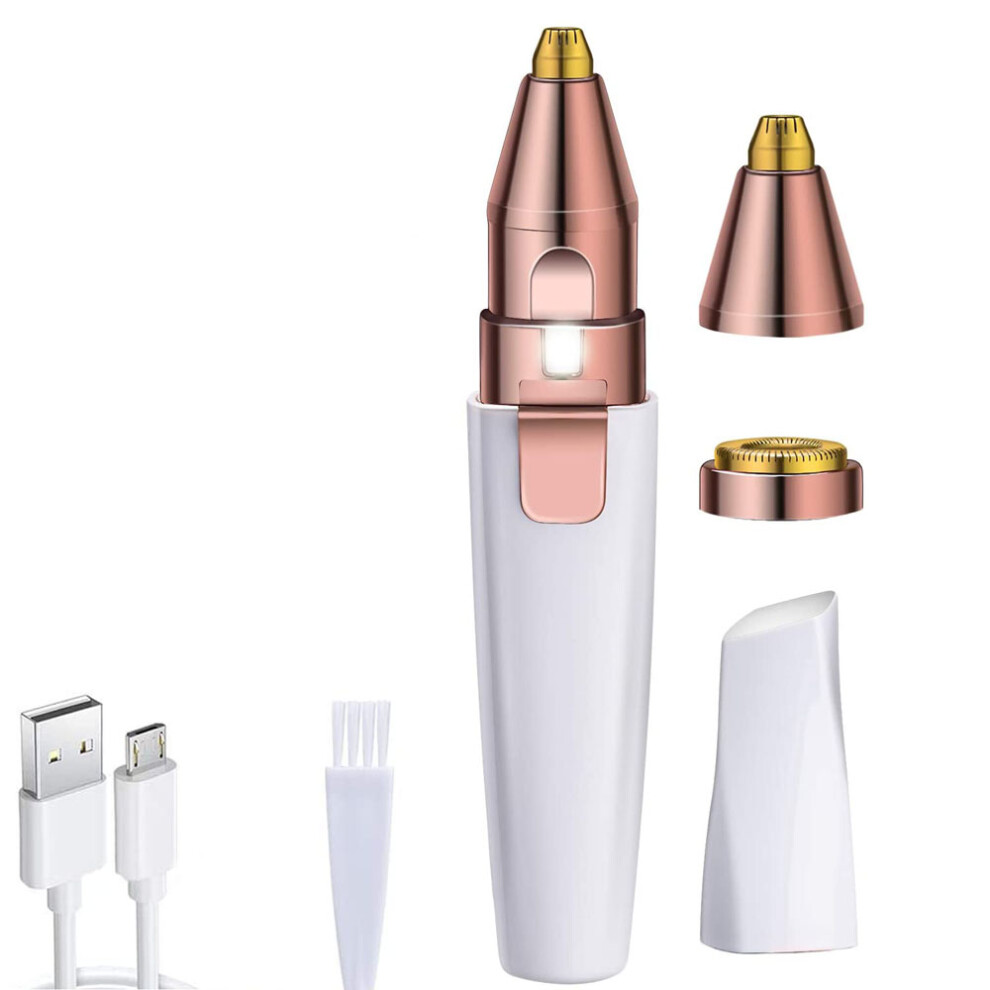 Electric Hair Removal Device for Women Facial Hair Removal, Gentle & Painless Shaver with Rechargeable Eyebrow Trimmer Head, 2 in 1 USB Electric