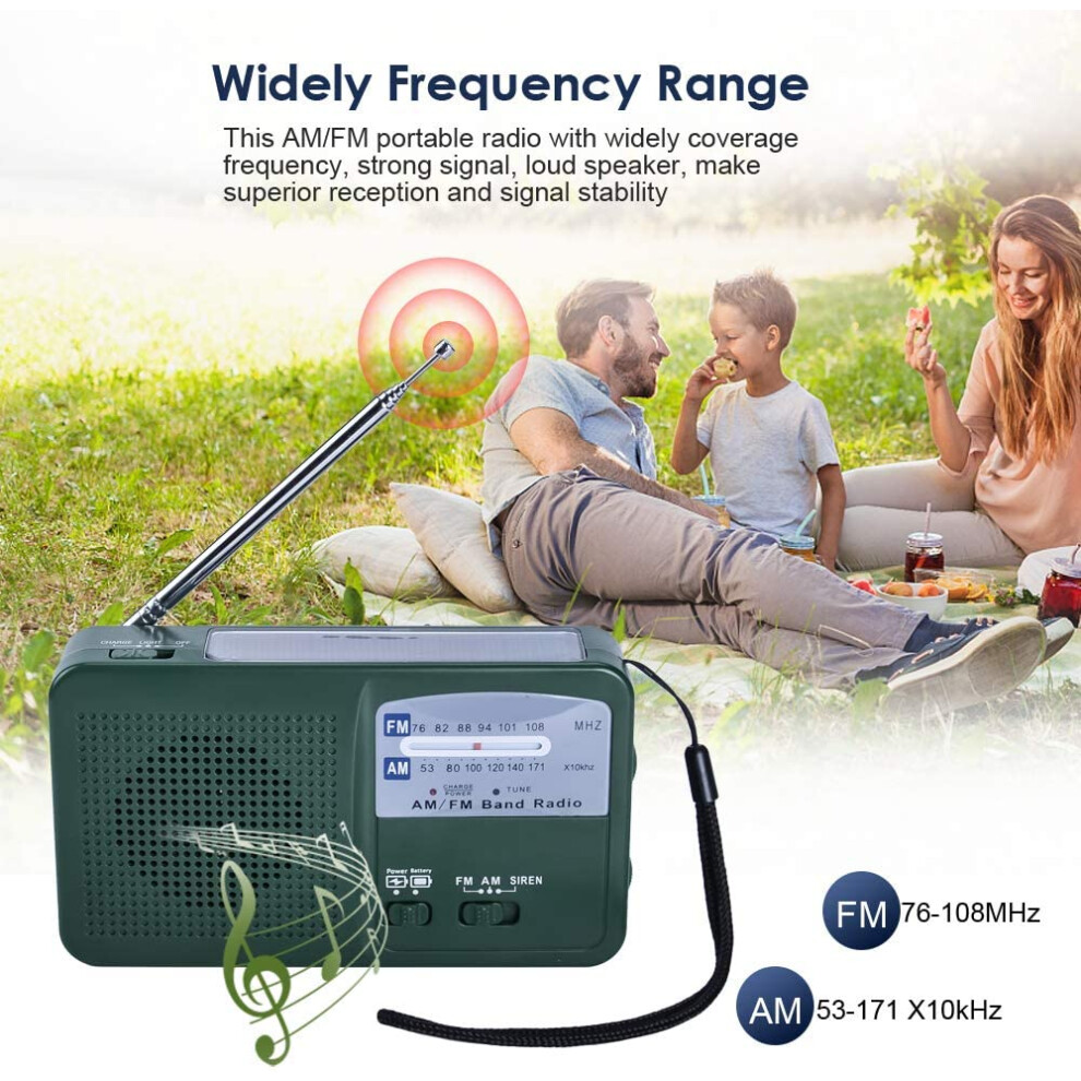 Emergency Companion, Portable Radio with Shortwave, Power Bank Solar Charging, Crank Charging, LED Flashlight, SOS Alarm for Outdoor and Home Use