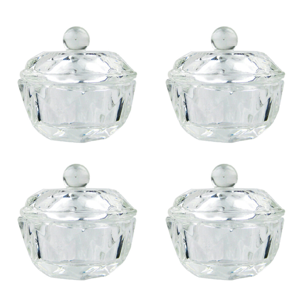 Glass Crystal Bowl For Mixing Acrylic Nails, Professional Nail Salon Use Accessories, Covered Dappen Dish With Transparent Acrylic Liquid Powder For
