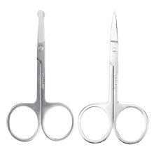 Ciseaux de toilettage fabriqués de manière éthique, qualité supérieure, lame incurvée et tranchante pour barbe, cils et sourcils, prise en main