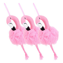 15Stk Niedliche Flamingo Duschtücher Badblumen Weich Duschaccessoires