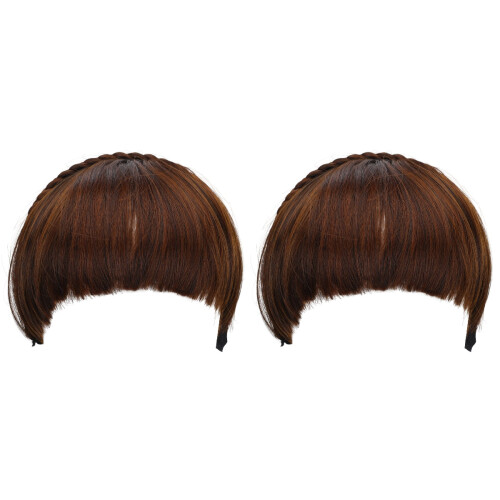 2Stk Stylishe Front Bangs Fake Hair Extensions Light Brown 1