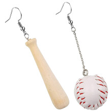 5Paare Damen Holz Ohrringe Baseball Design Sportlich Auffällig
