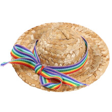 3Stk Woven Pet Strohhut Bunt Cosplay Hut Alltagshut